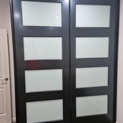 Painted Metallic Blue Doors with inlaid options glass 